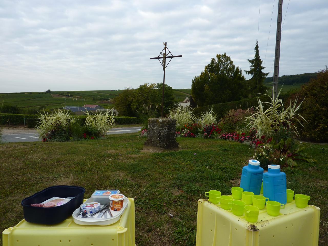 Le petit déjeuner attend les vendangeurs